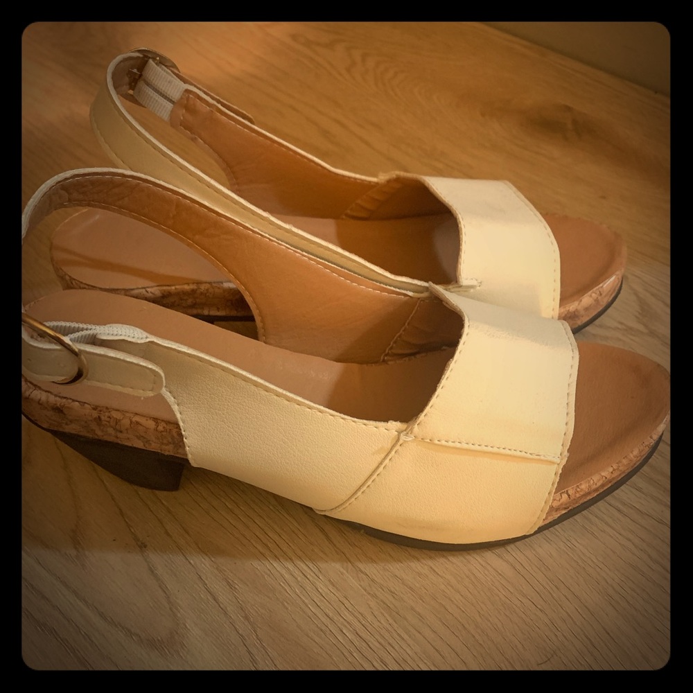 Small heel white strap sandals